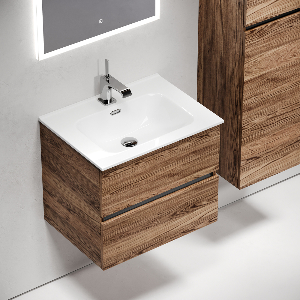 Тумба подвесная под раковину Sancos Urban, дуб чарльстон 590х450х550