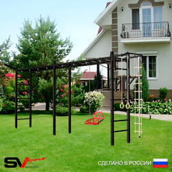 Уличная шведская стенка Sv Sport рукоход х 2 У54011 (Турник/Брусья/Со спинкой/Кронш бокс/Канат/кольца/лестница)