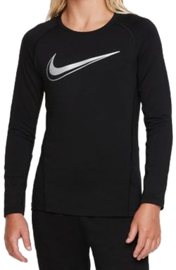 Футболка для мальчика теннисная Nike Pro Dri FIT Long Sleeve - black