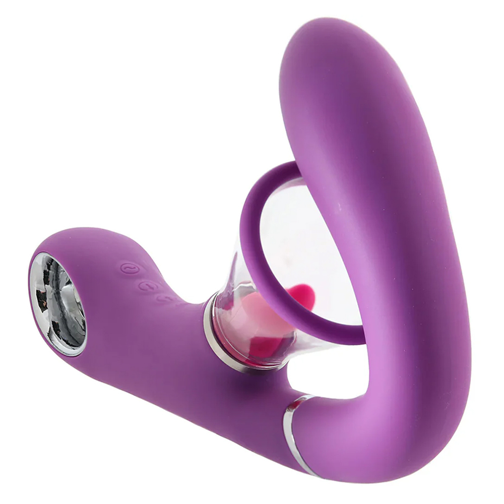 Вибростимулятор для точки G с помпой и имитатором языка PipeDream Fantasy for Her Ultimate Pleasure Pro Dual Oral Sex Simulator & G-Spot Vibrator Purple 496712