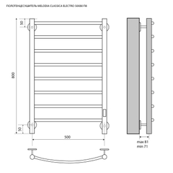 Электрический полотенцесушитель MELODIA Classica Electro 50/80 П8 белый (MTRCAE5080_wt) CУХОЙ ТЭН 99 Вт