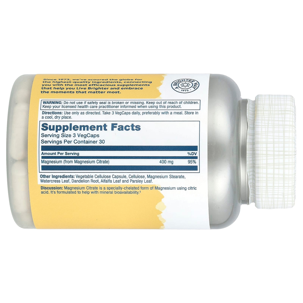 Solaray, цитрат магния, 400 мг, 90 капсул (133 мг в 1 капсуле)