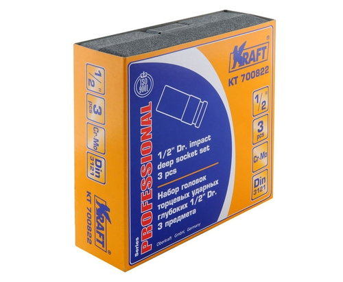 Набор торцевых головок глубогих ударных 3пр 1/2 Kraft