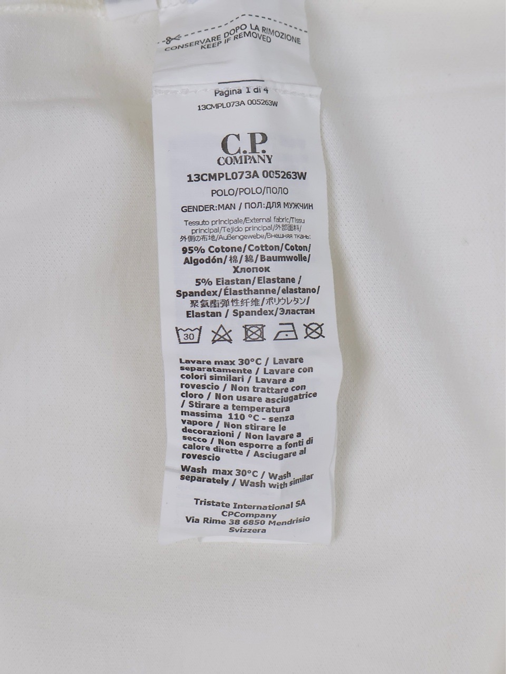 Поло с длинным рукавом C.P. Company Stretch Piquet White
