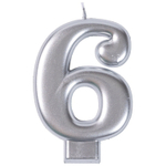 Свечи-цифры на торт в серебряном цвете 8 см