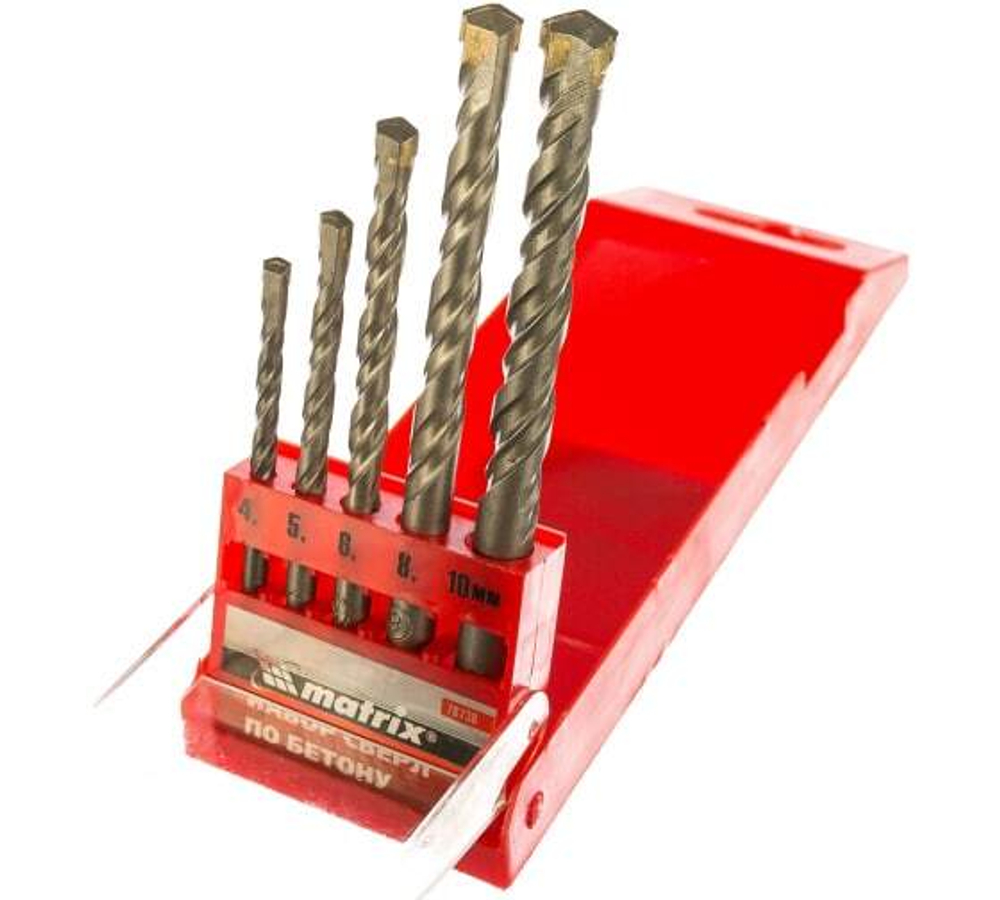 НАБОР СВЕРЛ ПО БЕТОНУ MATRIX 4 - 5 - 6 - 8 -10ММ 70730