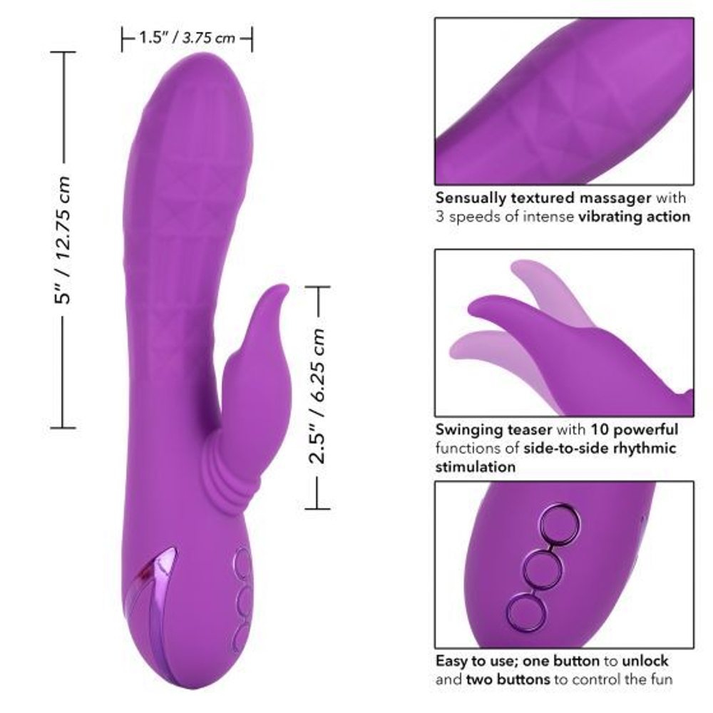 Фиолетовый вибратор-кролик Valley Vamp - 21,5 см. (Цвет: фиолетовый)