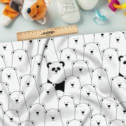 Ткань шифон толпа белых мишек