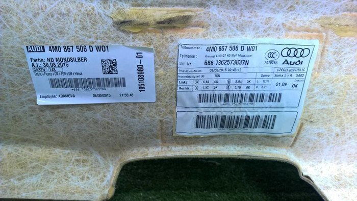 Обшивка потолка Audi Q7 2 (2015-н.в.)