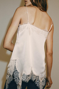 ZARA ТОП В БЕЛЬЕВОМ СТИЛЕ С КРУЖЕВОМ — ZW COLLECTION, БЕЖЕВО-РОЗОВЫЙ