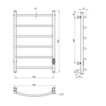 Полотенцесушитель MIXLINE CAPELLA  80х50 (таймер, 253 Вт, 6 перекладин) электрический ЧЕРНЫЙ