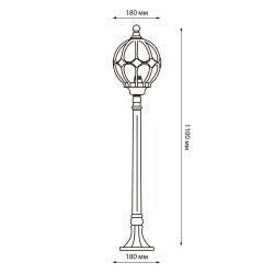 UUL-T90B 60W-E27 IP54 GOLD Светильник уличный. под 1 лампу Е27. Архитектурный напольный. Корпус золотистый. TM Uniel
