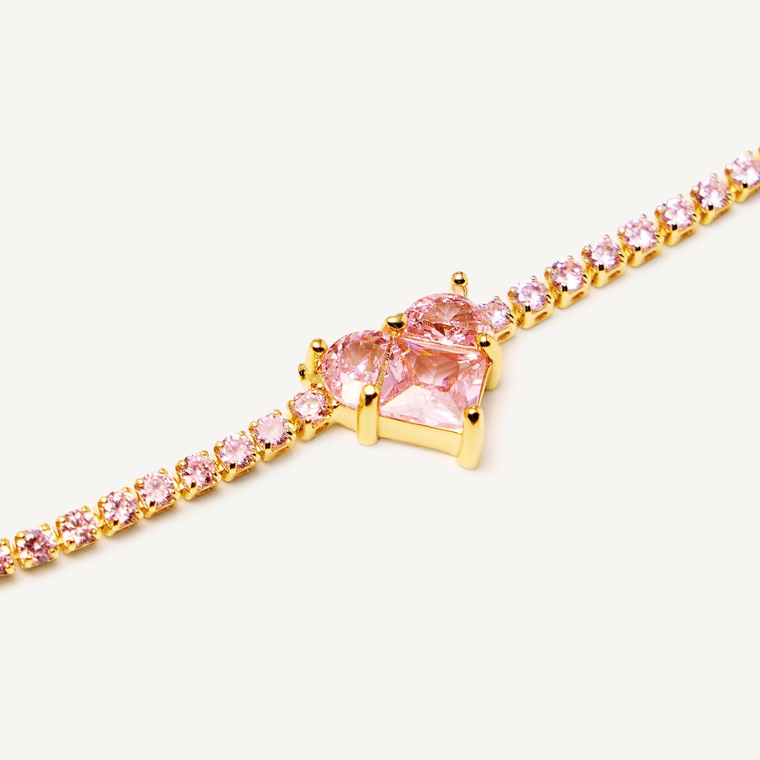 Браслет Mini Broken Frozen Pink Heart Bracelet - Gold
