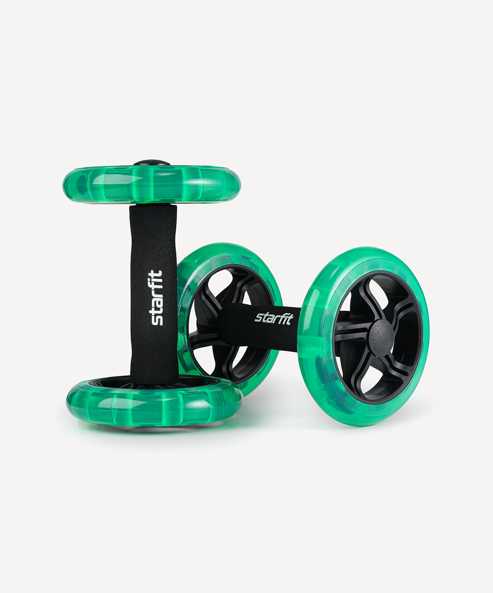 Ролики для пресса раздельные STARFIT RL-107, черный/ярко-зеленый