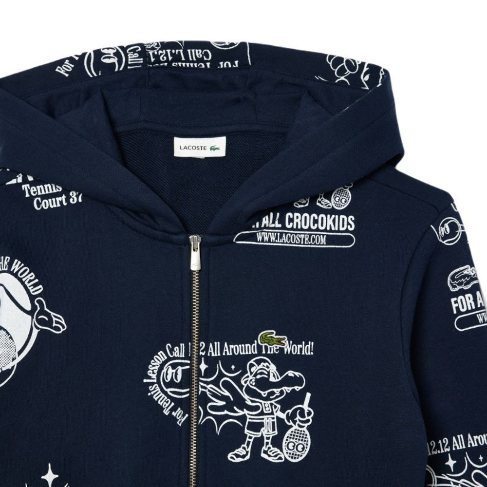Кофта для мальчика теннисная Lacoste Graphic Print Jogger Hoodie - navy blue/white