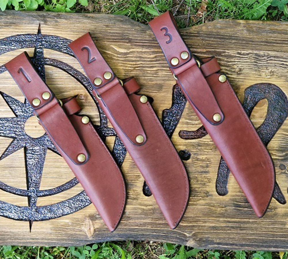 Ножны-чехол для ножа кожаный с гардой Prival НГ-1  Premium,  для клинка до 135х45мм