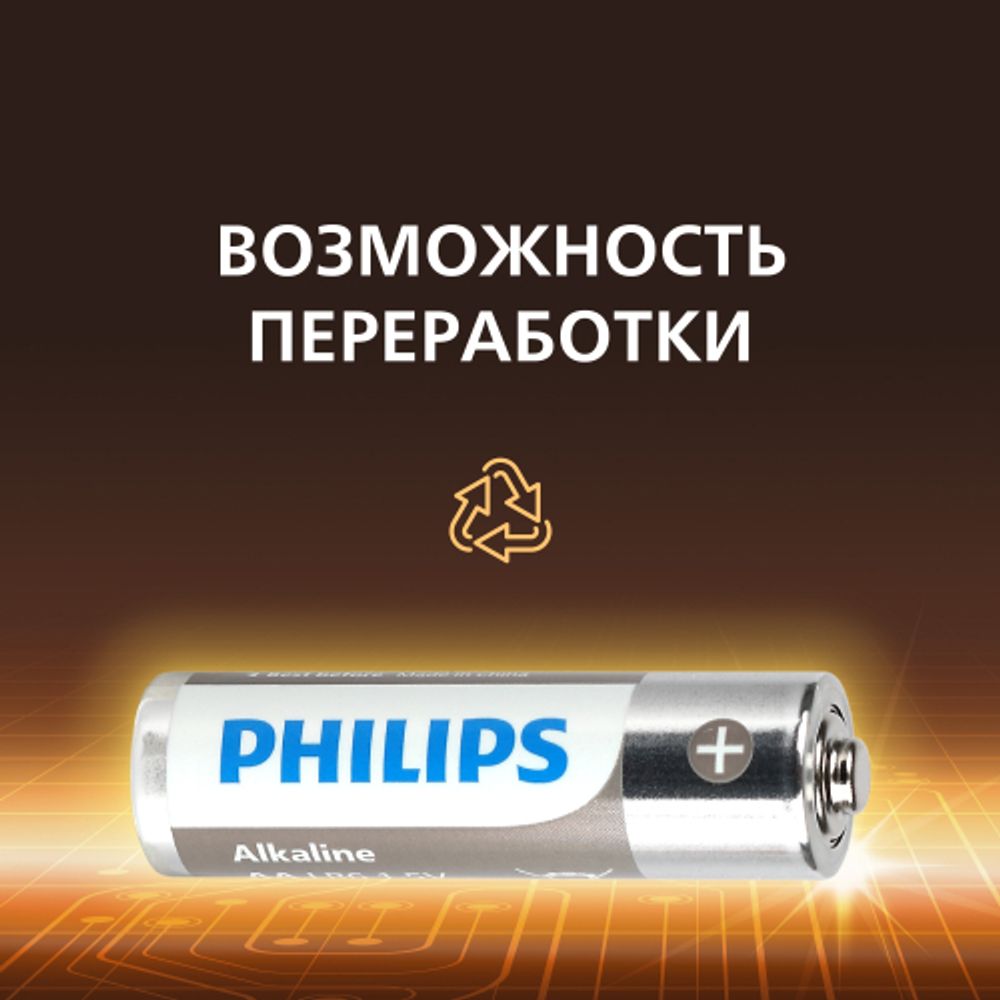 Батарейки Philips LR03A12S/51 ААА алкалиновые 1,5v 2х6 шт. LR03-2BL Entry (12/96/288/19584) | Philips