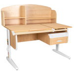 Растущая парта Дэми СУТ 25 с задней полкой СУТ.34.390 и навесной тумбой (1200×880 мм)