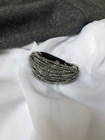 Браслет из венецианского стекла на кожаной застежке, цвет марказит