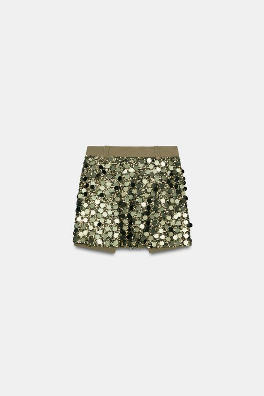 ZARA МИНИ-ЮБКА С ПАЙЕТКАМИ, ЗЕЛЕНЫЙ