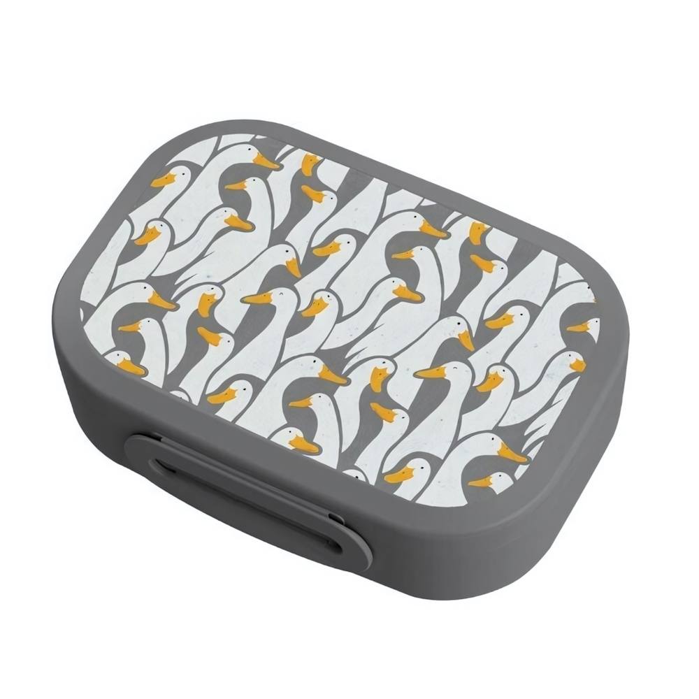 Ланч-бокс с декором "гуси", 180x130x50мм, 0,98л (серый)