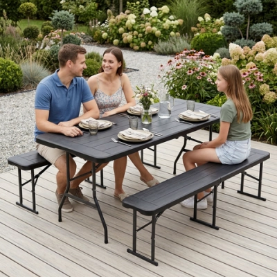 Скамья складная SN-D183-2W, 182,5*28*43 см, черный