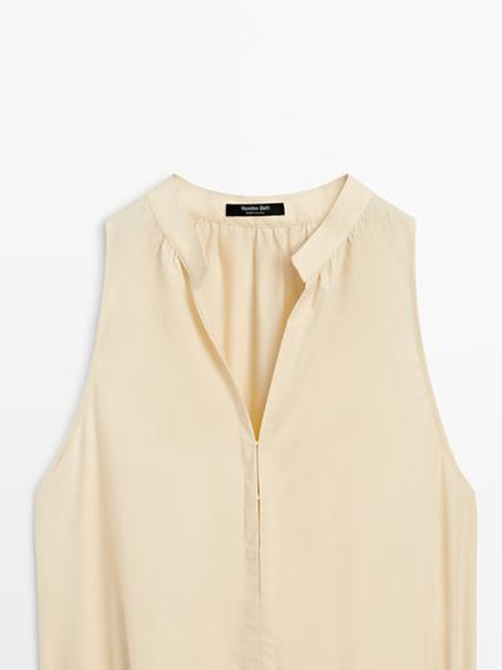 Massimo Dutti Платье миди из 100% хлопка с резинкой на талии, светло-желтый