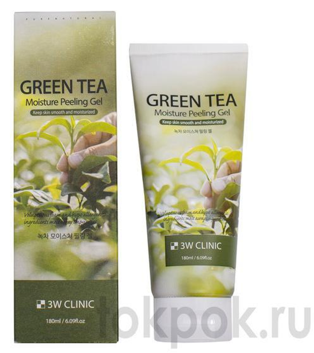 Пилинг гель для лица 3W Clinic Green Tea Moisture Peeling Gel, 180 мл