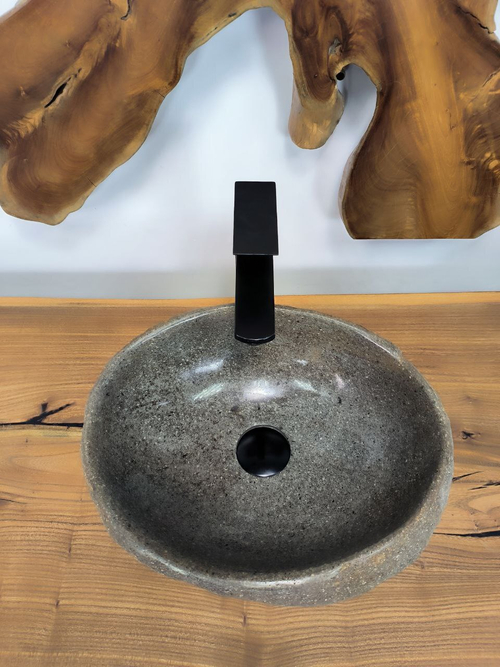 Раковина из речного камня RS-66268 38х31х15 из натурального камня