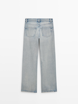 Massimo Dutti Джинсы с высокой талией и широкими штанинами, светло-голубой