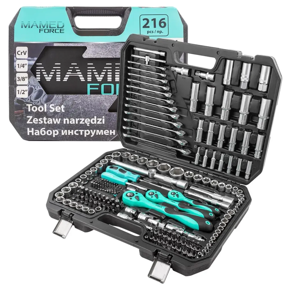 Набор инструментов 216пр. 1/4''3/8''1/2''(6гр.)(4-32мм) MAMEDFORCE MF-38841
