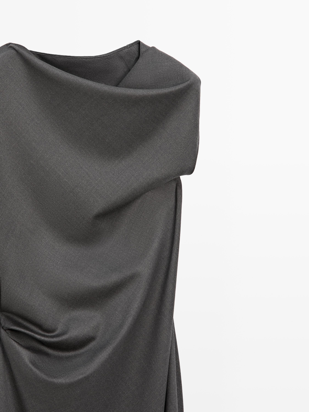 Massimo Dutti Длинное платье с декоративным вырезом на шее - LIMITED, шоколадный