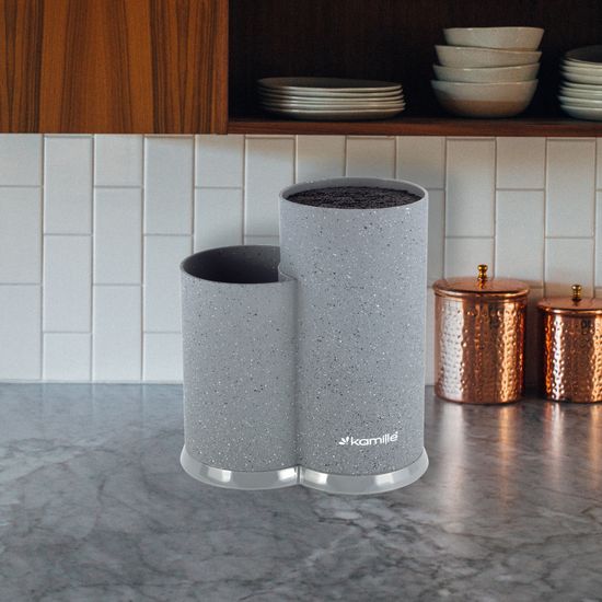 Подставка для ножей и кухонных принадлежностей двойная 22 см. Kamille KM 7607