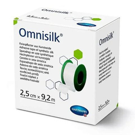 Пластырь фиксирующий Omnisilk нестерильный гипоаллергенный из белого  искусственного шелка  9,2 м х 2,5 см