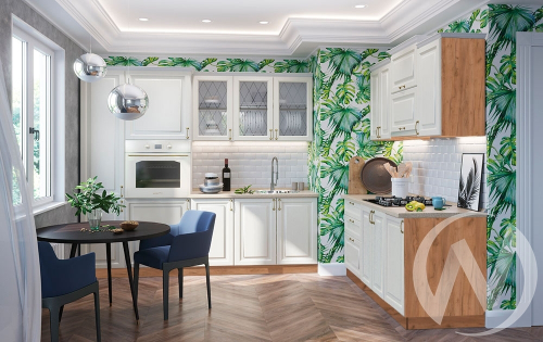 Кухня "Ницца" (Крем/корпус дуб крафт золотой)