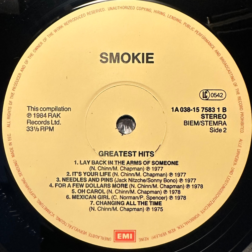 Smokie - Greatest Hits (Европа 1984г.)