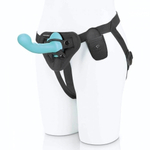 Голубая изогнутая насадка 6in Remote Control Ripple P-Spot G-Spot на черных трусиках - 16 см. (Цвет: голубой с черным)