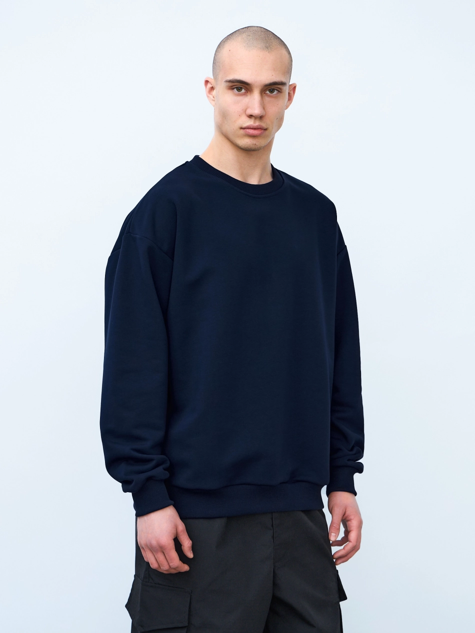 Свитшот оверсайз с начесом (темно-синий)