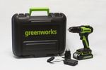Аккумуляторная дрель шуруповерт Greenworks GD24DD35K2,3704007UA, 24v, АКБ 2 А·ч и ЗУ в кейсе