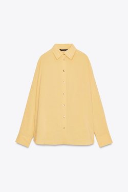 ZARA РУБАШКА OVERSIZE, ГОРЧИЧНЫЙ