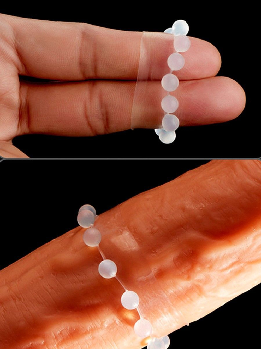 Эрекционное кольцо со стимулирующими шариками сверху и снизу (Цвет: белый)