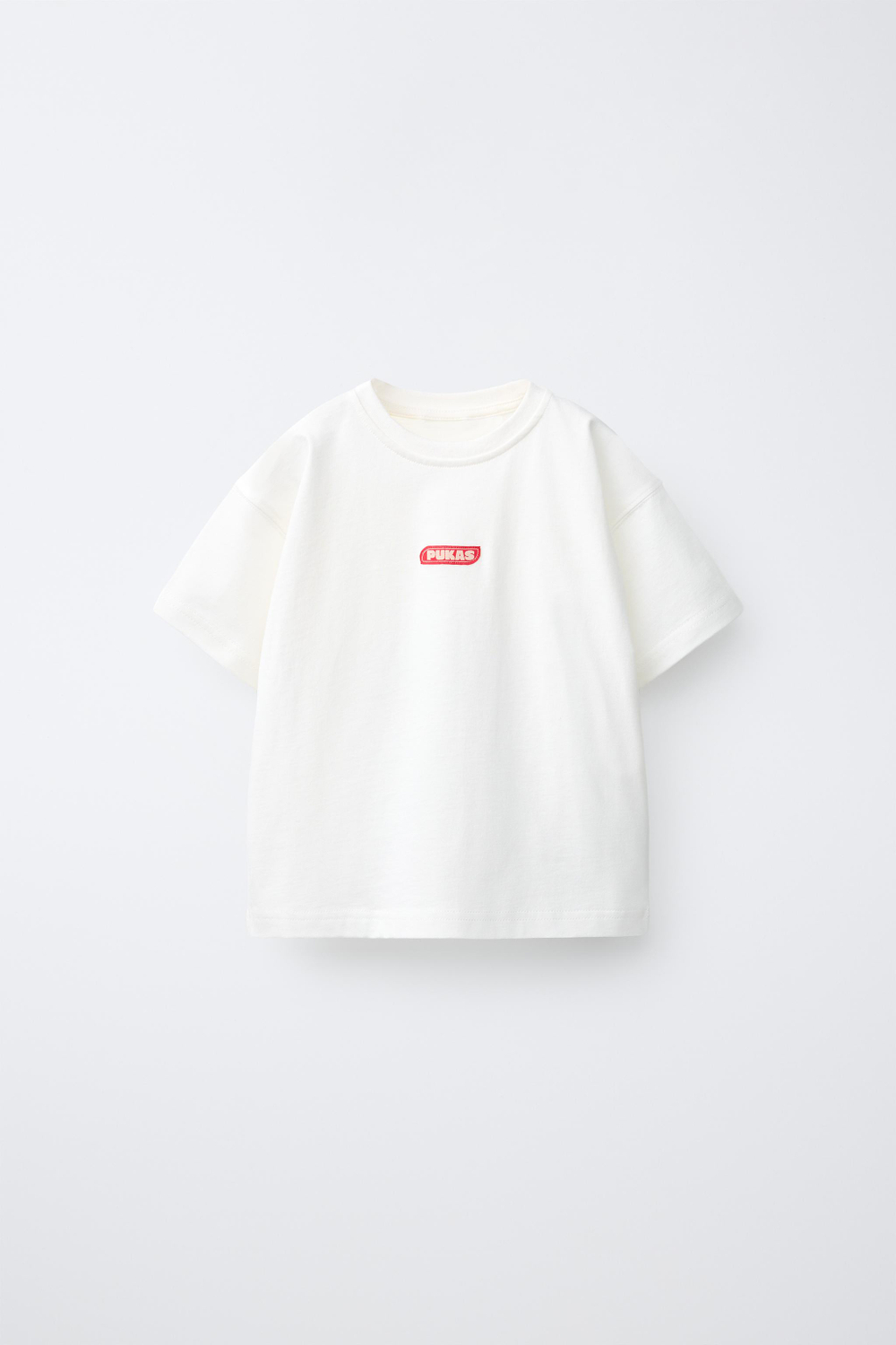 ZARA X PUKAS ФУТБОЛКА С ЛОГОТИПОМ И ФОТО PUKAS SURF, БЕЛЫЙ