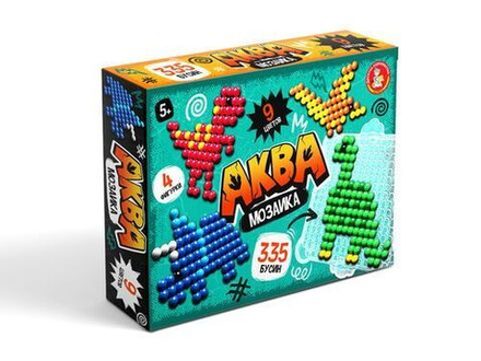 Аквамозаика 335 дет. 4 картинки, планшет "Динозавры"