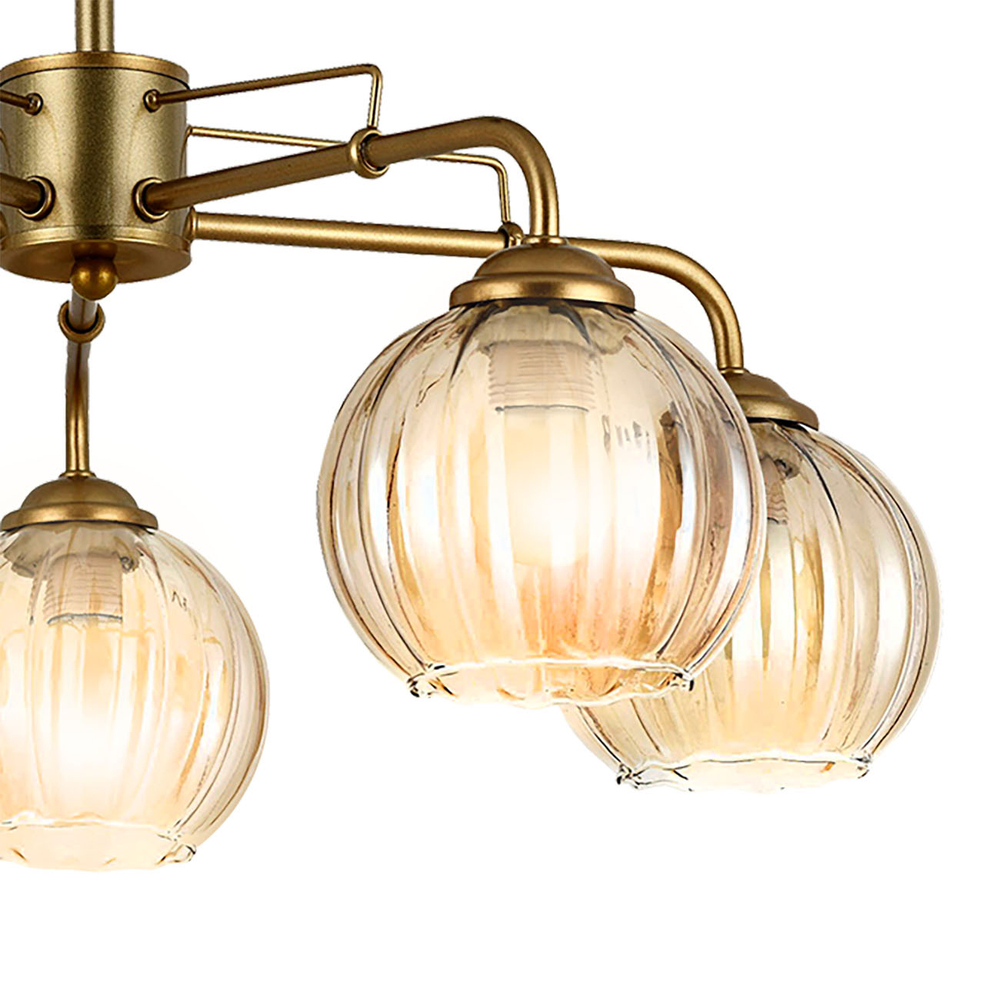 Светильник на штанге 5x60Вт E27, металл/стекло, шампань