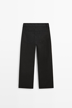 Massimo Dutti Джинсы прямого кроя с низкой посадкой и укороченными штанинами, черный