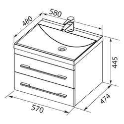 Тумба с раковиной Aquanet Верона NEW 58 белый (подвесная 2 ящика)