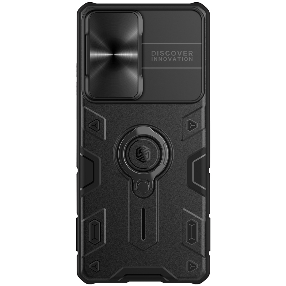 Чехол защитный с кольцом от Nillkin CamShield Armor для Samsung Galaxy S21 Ultra, металлическая защитная шторка для камеры