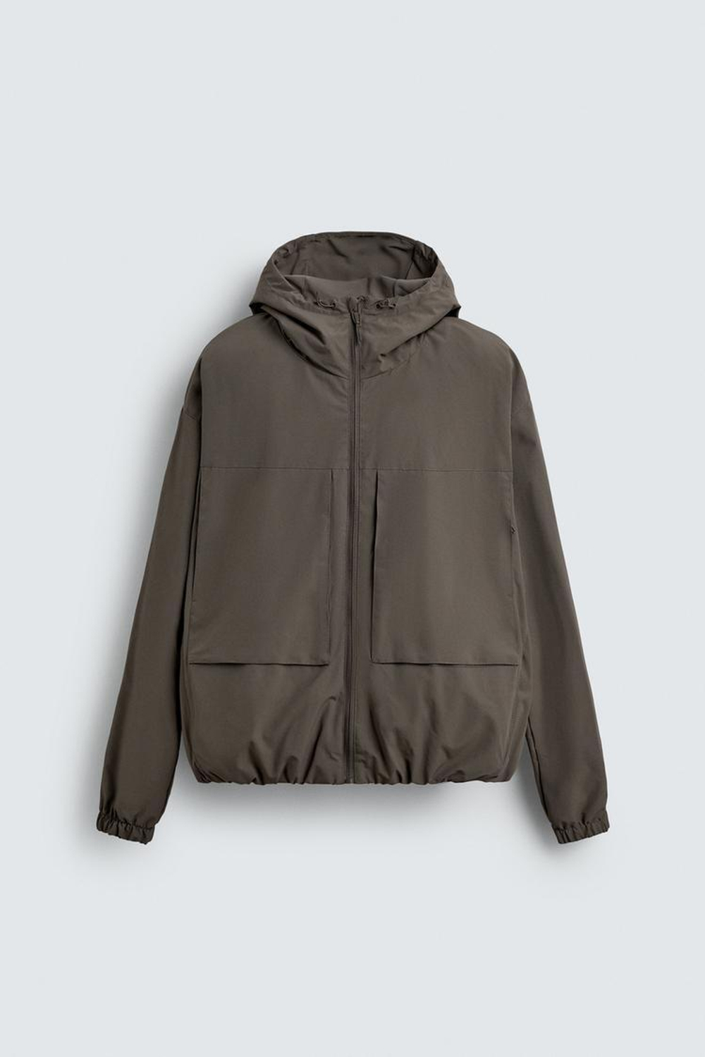 ZARA КУРТКА ИЗ ТЕХНИЧЕСКОЙ ТКАНИ С ФЛИСОМ, СЕРО-КОРИЧНЕВЫЙ