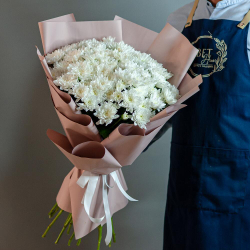 Букет белой хризантемы Балтика размер XL