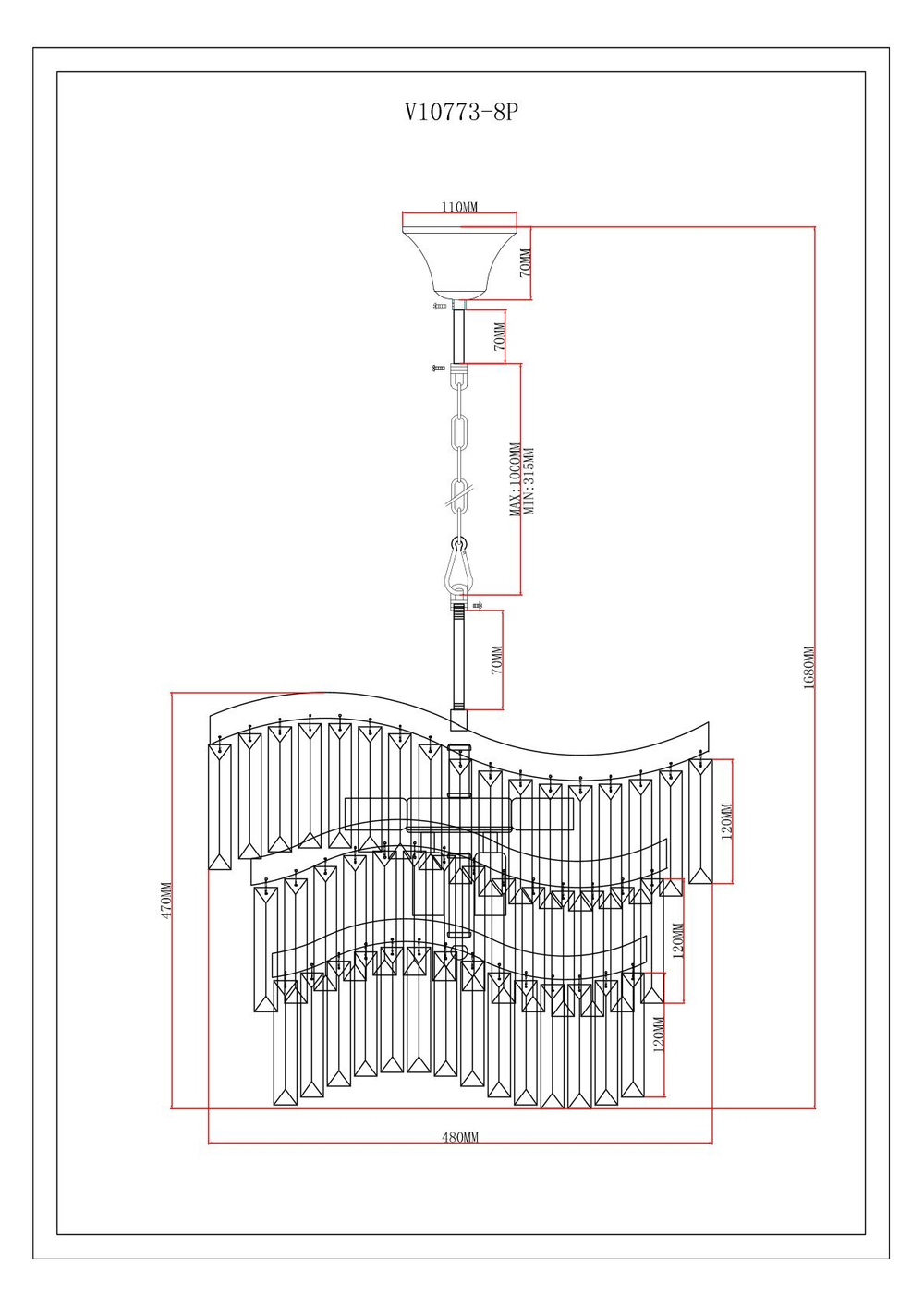 Люстра подвесная Moderli V10773-8P Wave
